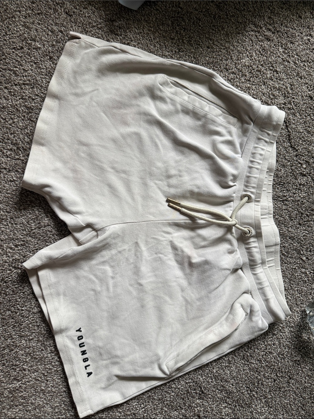 YoungLA Cream Drawstring Athletic Shorts